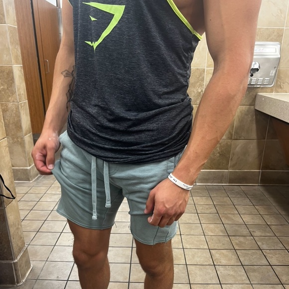 COTTON ON MEN JOGGER SHORT GREEN TERRY FLEECE EASY BODYBUILDER BODYBUILDING JOCK - Picture 16 of 16